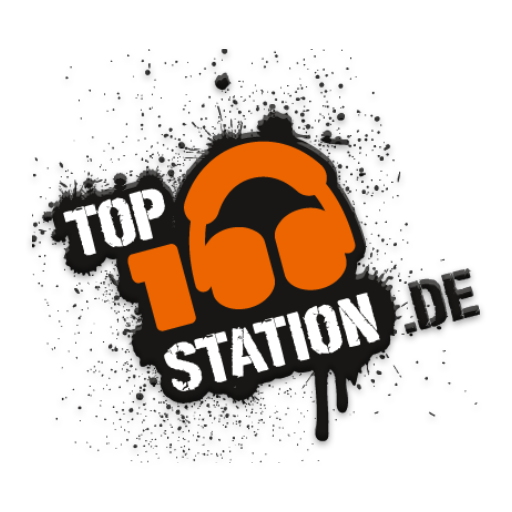 Top100Station Logo im Splatter-Design